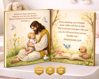 Libro de cuentos personalizado para bebé con nombre | Libro cristiano para niños / Libro de cuentos infantil personalizado Jesús Dios Regalo de bautismo