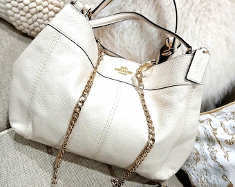 Authentic Vintage Coach Bag White Made in USA Leather COACH Bag Vtg