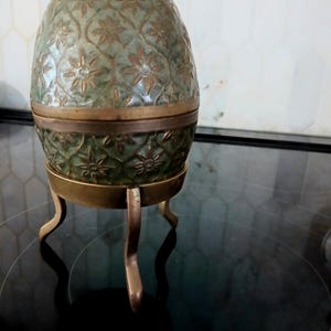 Antique Faberge Egg Brass Vintage Jewelry Box Christmas gift unique for women