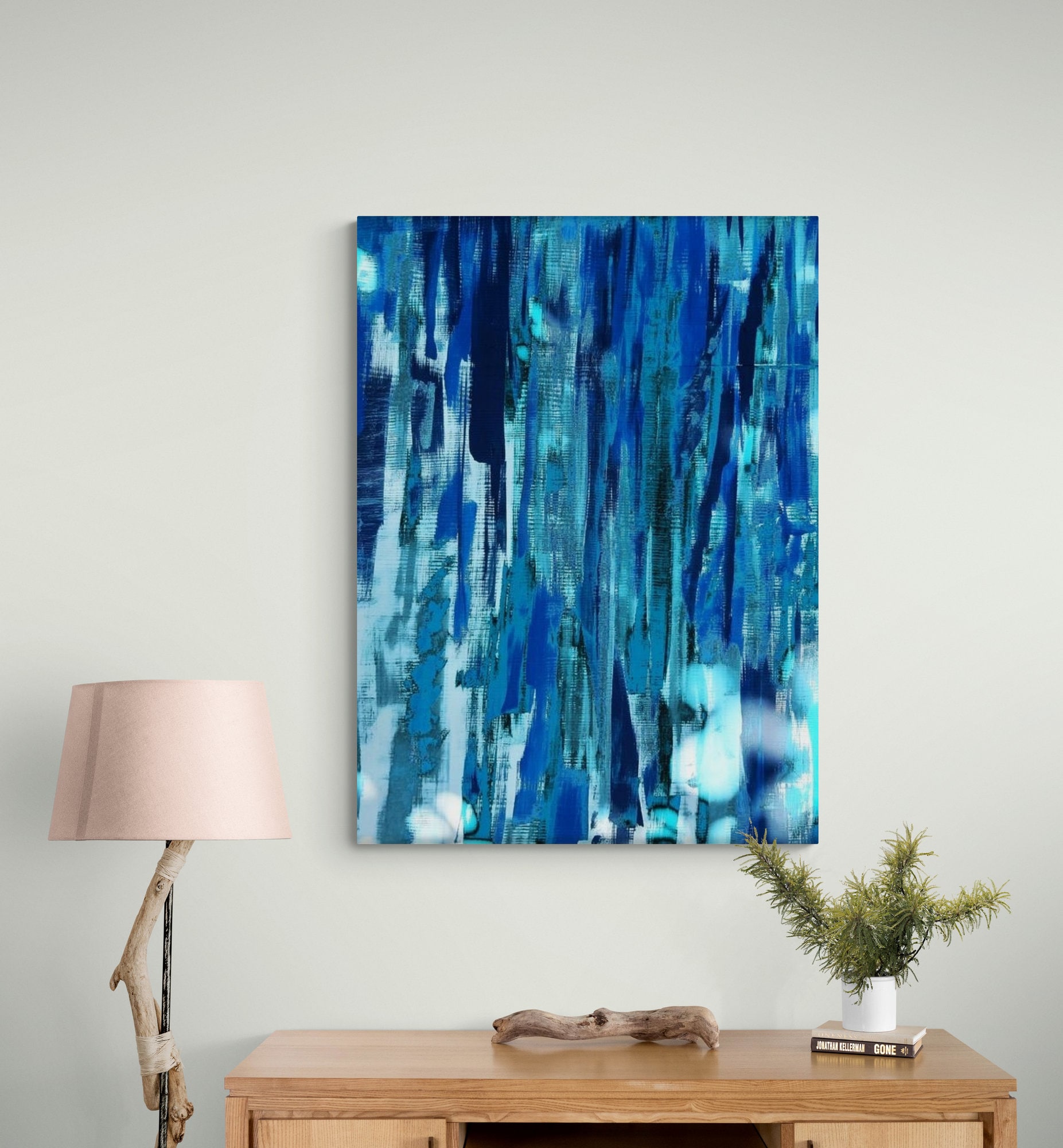 Indigo Blue Wood Wall Art Abstract Painting Sea Abstract Etsy