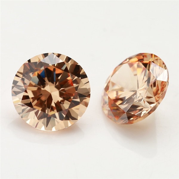 5a Champagne Cz | Round Faceted | H1901g