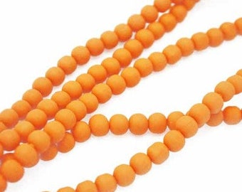 Synthetic Shining Orange Ball 8mm Sold By  40cm/Strand | BSSOB8