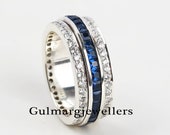 Spinner Ring,Wedding Ring,925 Sterling Silver Ring,Dainty Ring Delicate Ring,Handmade Ring,Blue Sapphire Ring,Women Ring,Diamond Ring,Gift