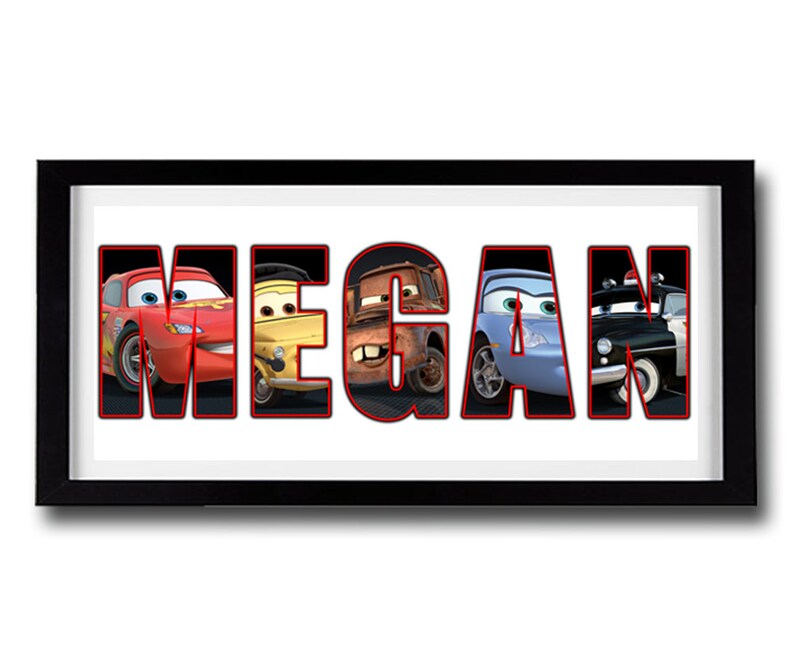 DISNEY CARS Personalised Name Print Disney's Cars Wall Etsy