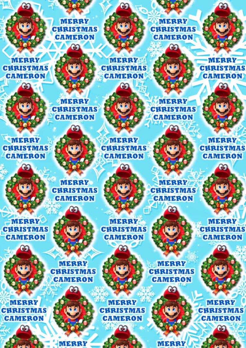 SUPER MARIO Personalised Christmas Wrapping Paper Mario Etsy