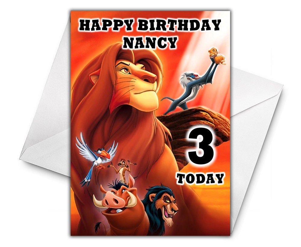 LION KING Personalised Birthday Card Disney Lion King | Etsy