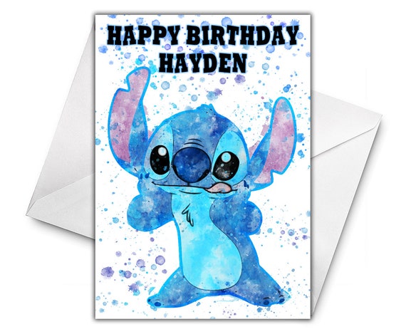 Tarjeta De Cumpleanos Personalizada De Disney Stitch Disney Etsy
