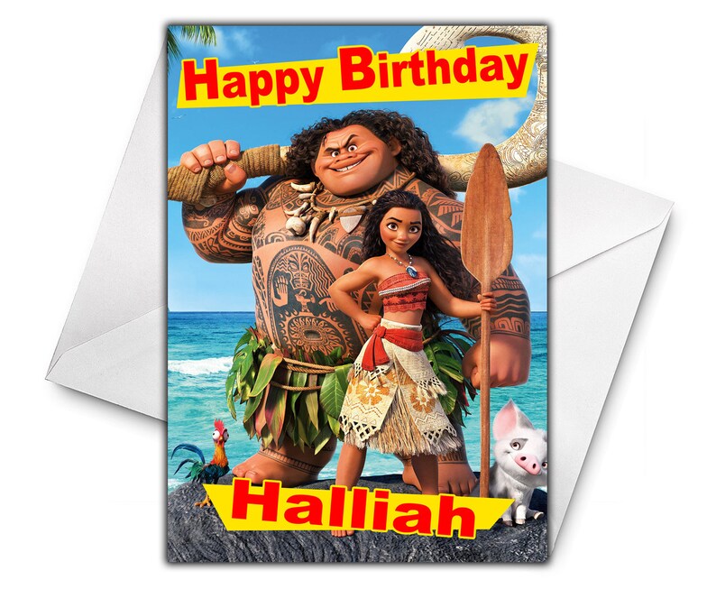 DISNEY MOANA Personalised Birthday Card Disney Moana | Etsy