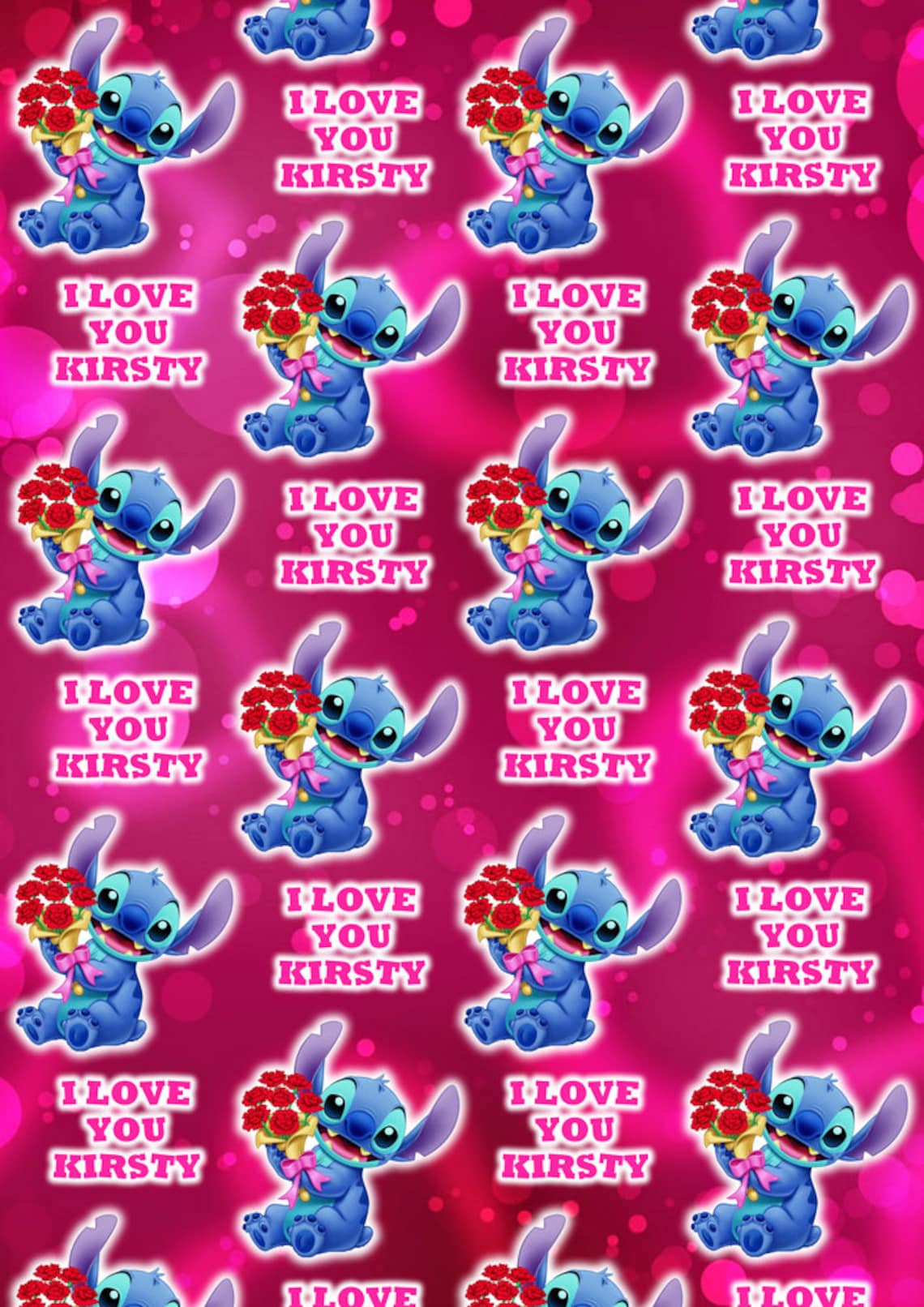 DISNEY STITCH Personalised Valentines Wrapping Paper Disney Etsy