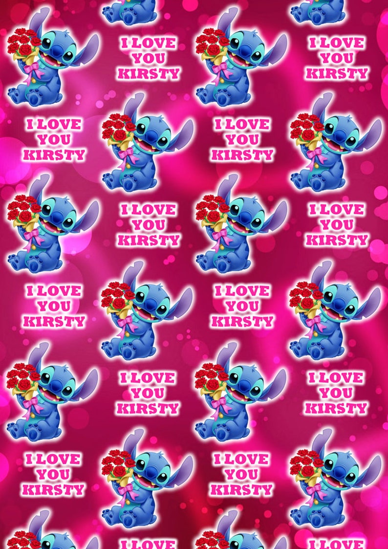 DISNEY STITCH Papel personalizado de envoltura de San Valentín | Etsy