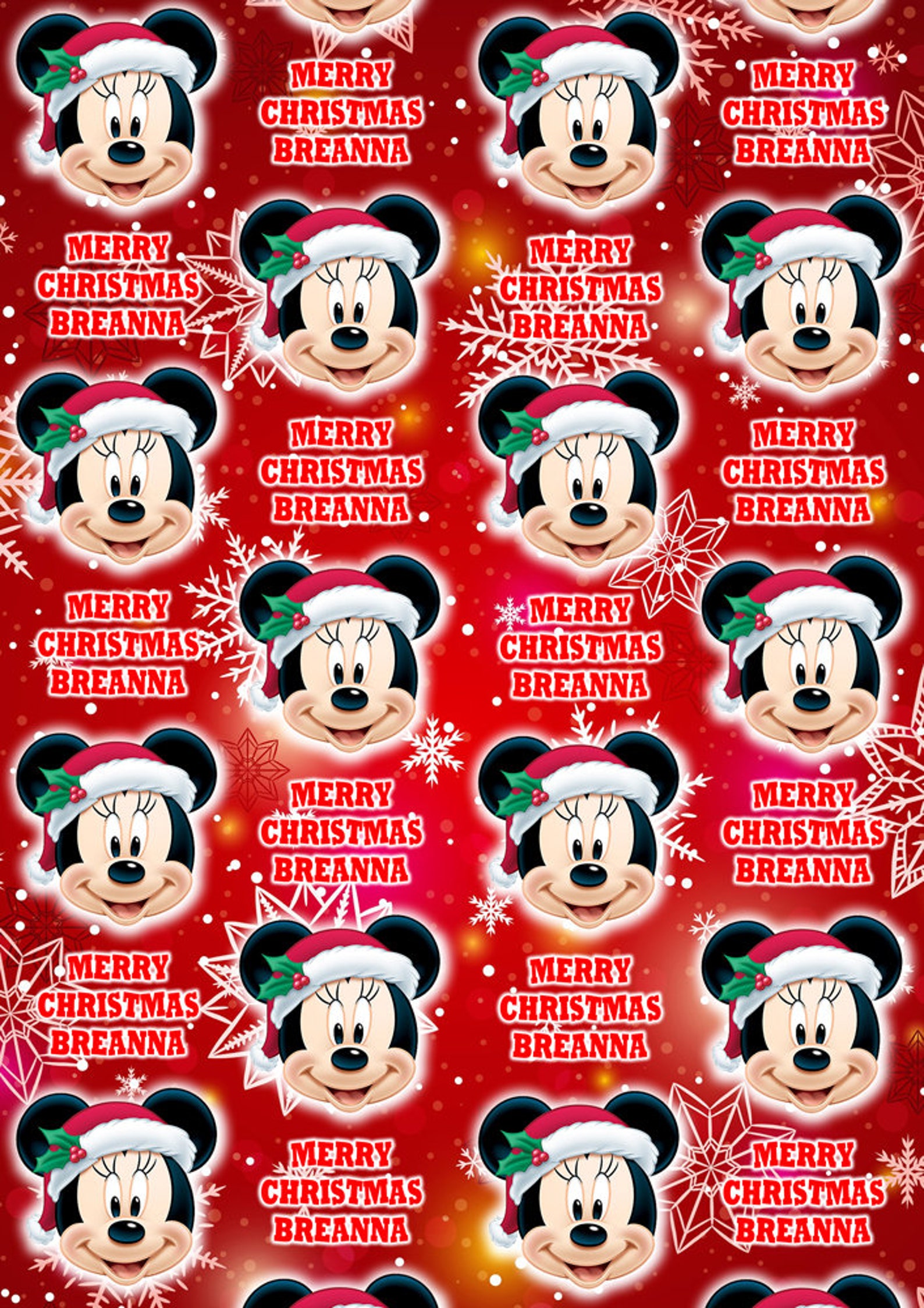 MINNIE MOUSE Personalised Christmas Wrapping Paper Minnie Etsy