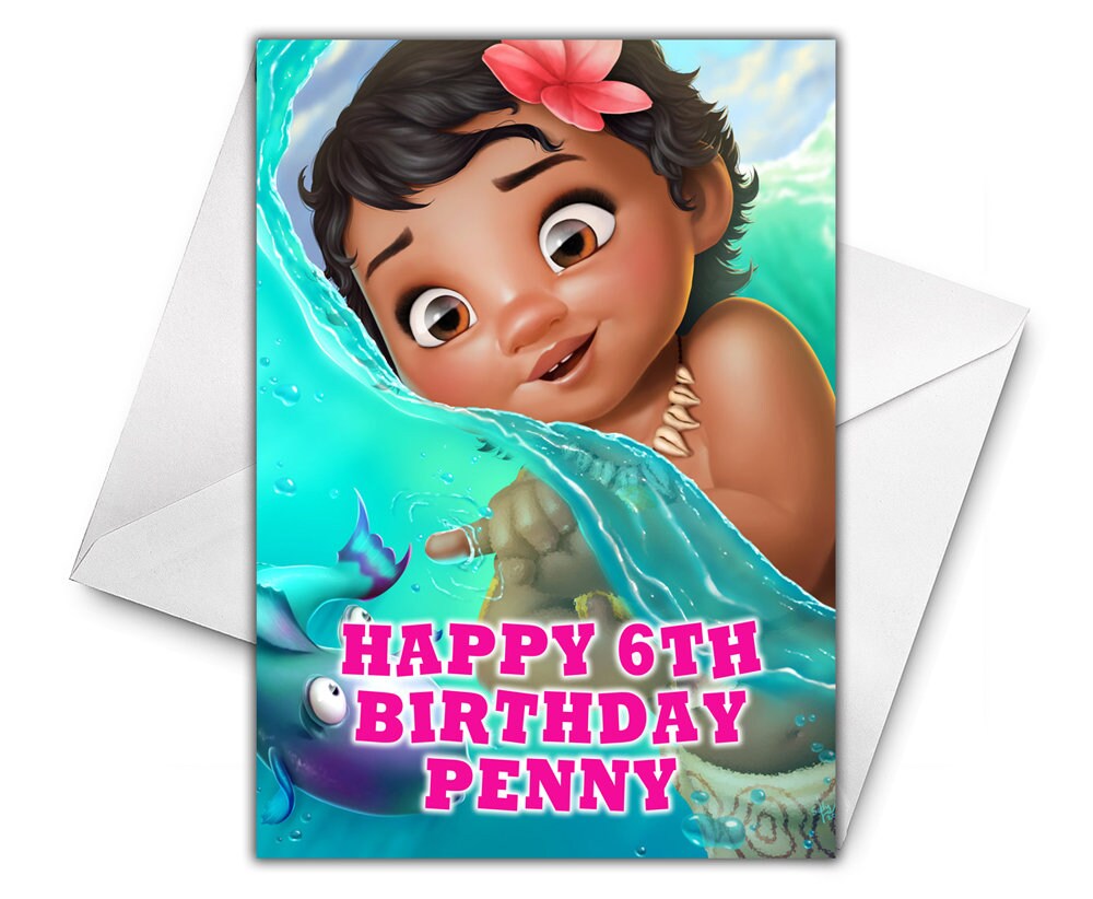 baby moana personalised birthday card disney moana etsy baby moana personalised birthday