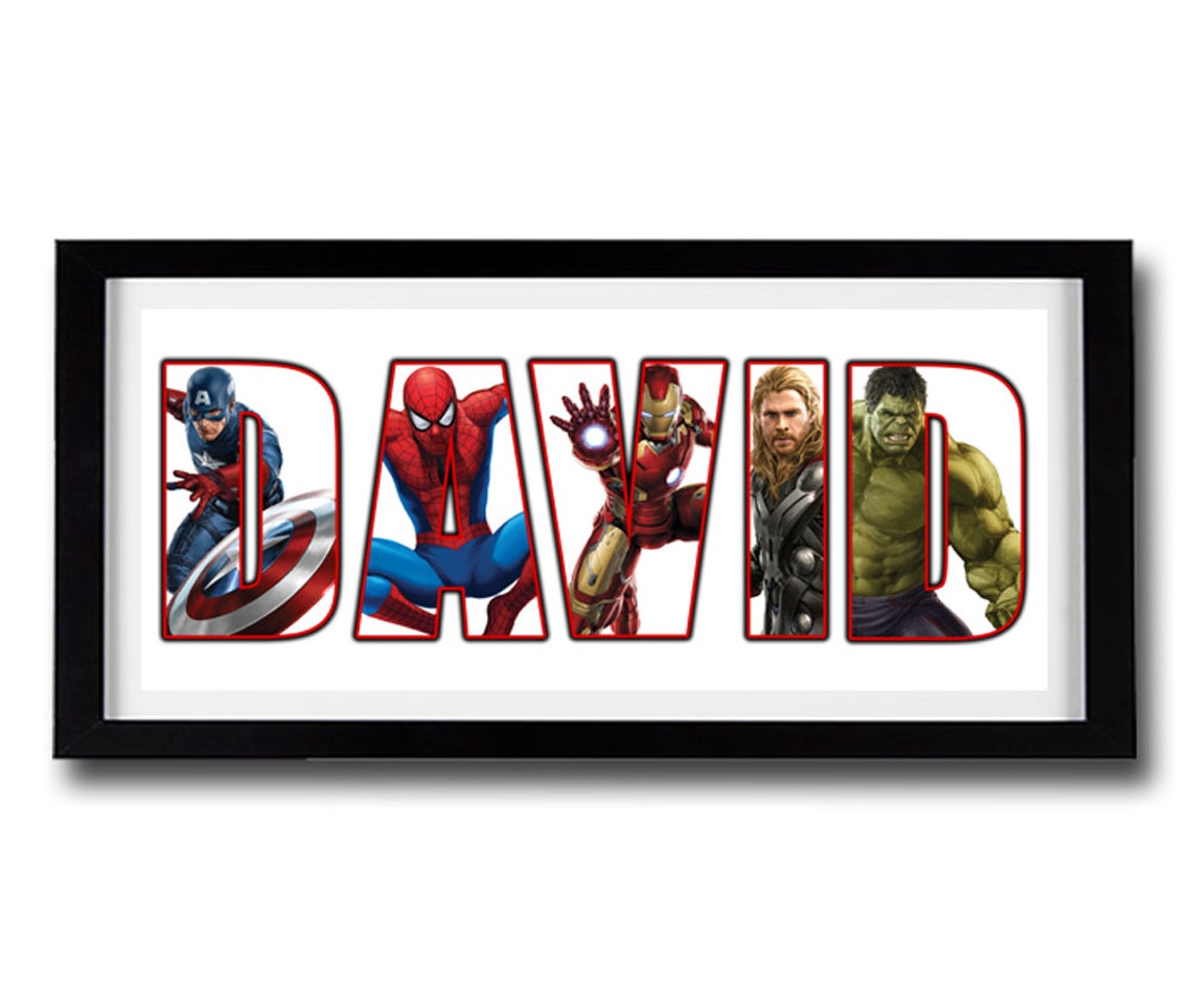 MARVEL SUPER HEROES Personalised Name Print Marvel Comics Etsy