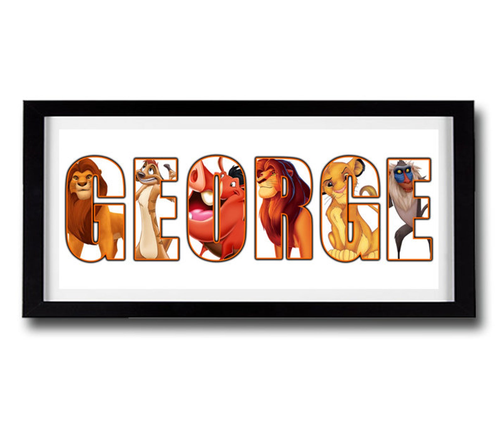 LION KING Personalised Name Print Lion King Wall Decor Etsy