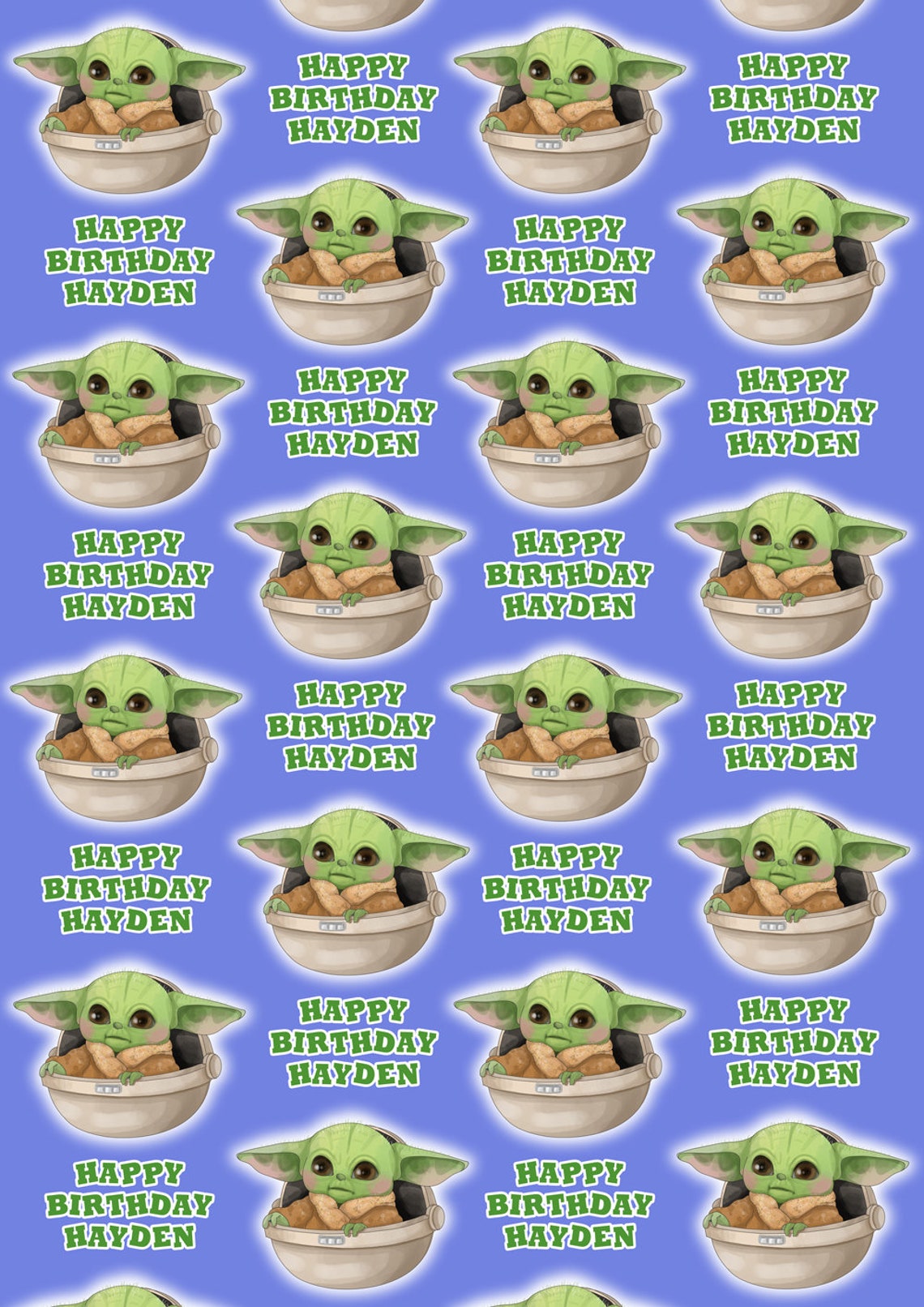 BABY YODA Personalised Wrapping Paper Star Wars Personalised Etsy