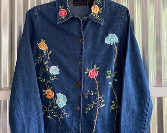 denim shirt with flowers