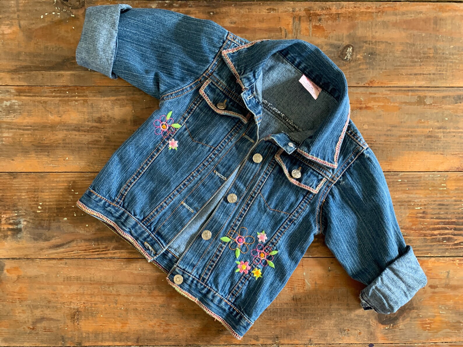 Girls floral embroidery denim jacket // Little Toddlers Girls Etsy