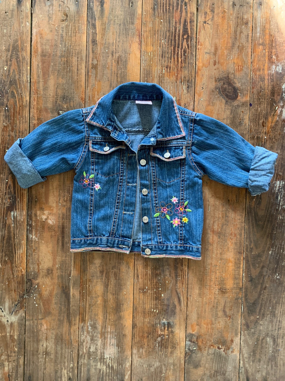 Girls floral embroidery denim jacket // Little Toddlers Girls Etsy