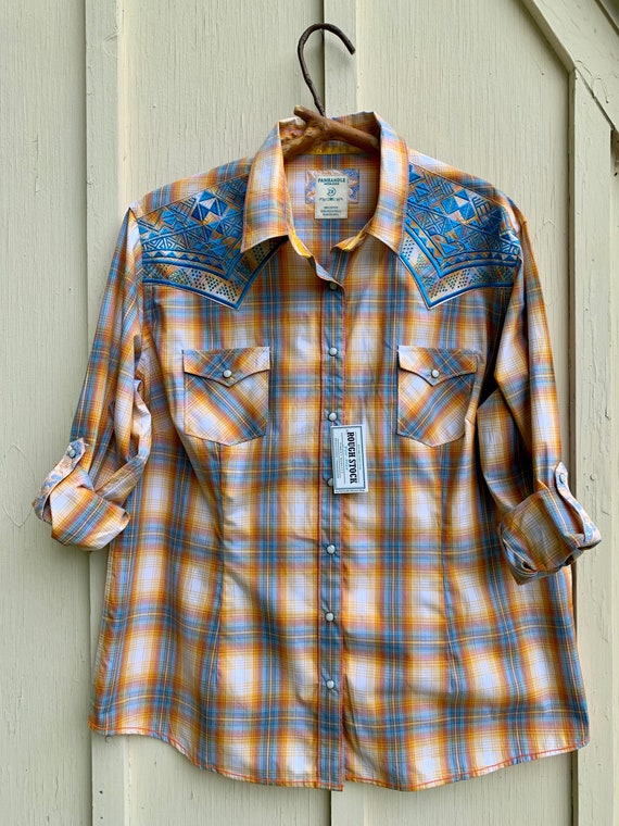 Panhandle Western wear plaid check embroidered emb