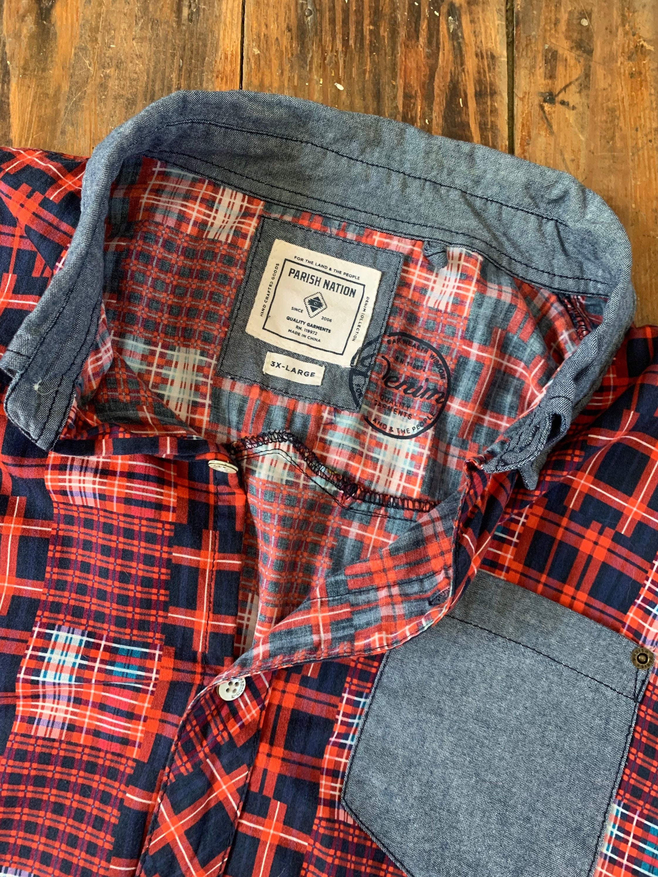 Red Plaid Button Down Shirt // Men's 
