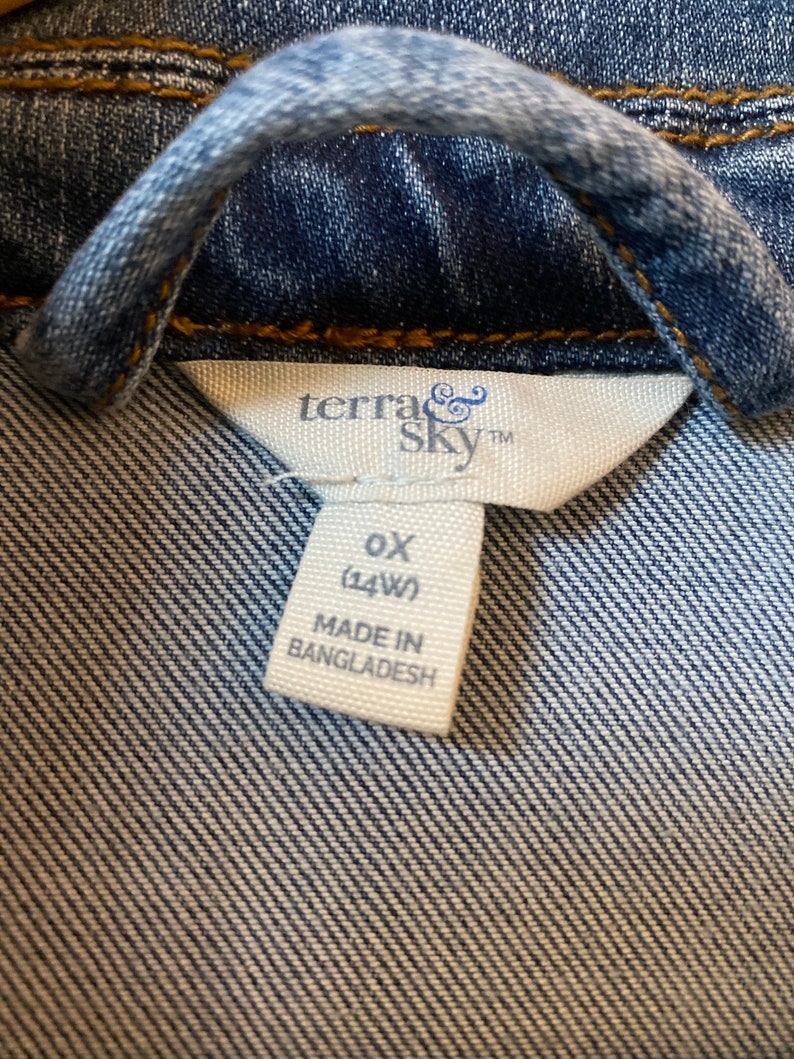 Terry & Sky denim trucker jacket // Womens OX 14W // Plus | Etsy