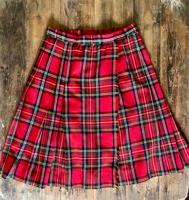 Vintage red tartan plaid wool kilt // Women's Size 10 // | Etsy