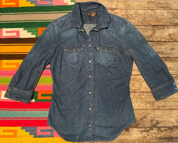 Denim Button Down Shirt With Snaps 