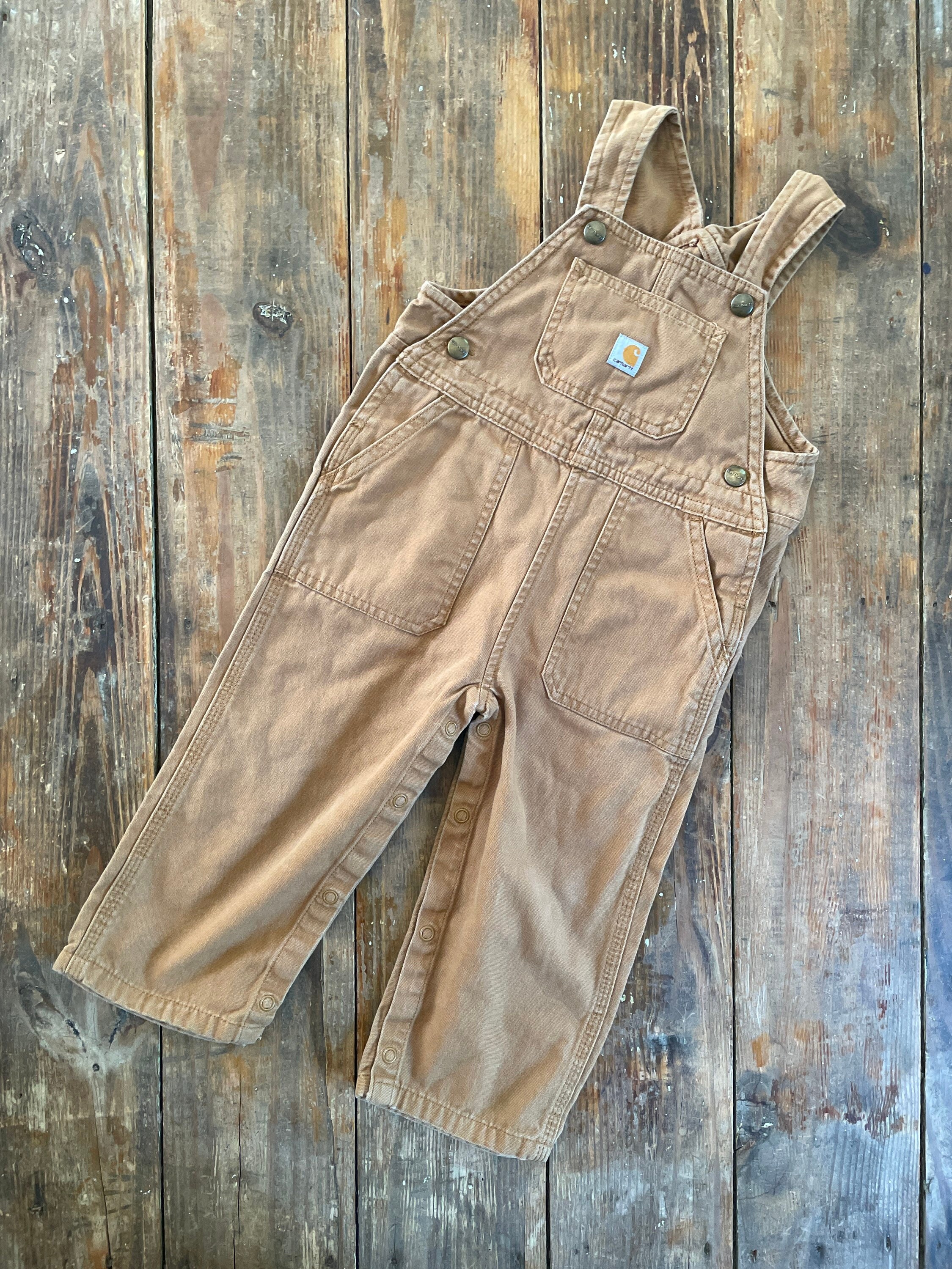 Carhartt Toddlers Brown Khaki Workwear Bib Overalls // Little Etsy