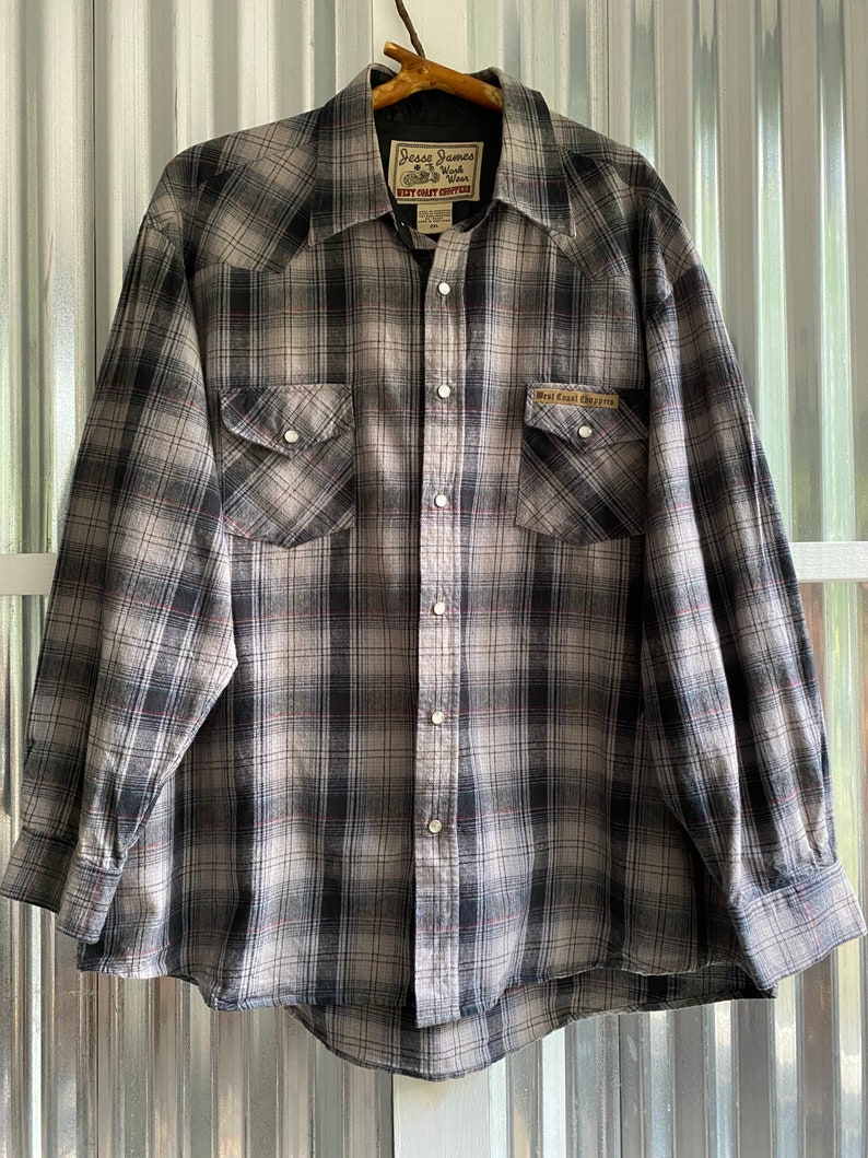 Jesse James Workwear West Coast Choppers Pearl Snap Plaid | Etsy