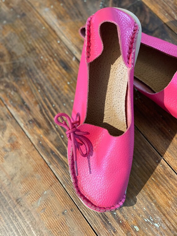 Pink Leather Fun Funky Comfy Shoes 