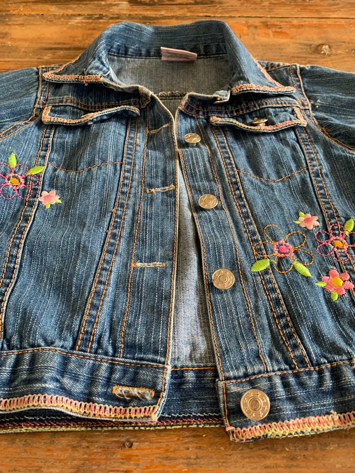Girls floral embroidery denim jacket // Little Toddlers Girls Etsy
