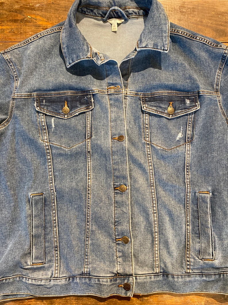 Terry & Sky denim trucker jacket // Womens OX 14W // Plus | Etsy