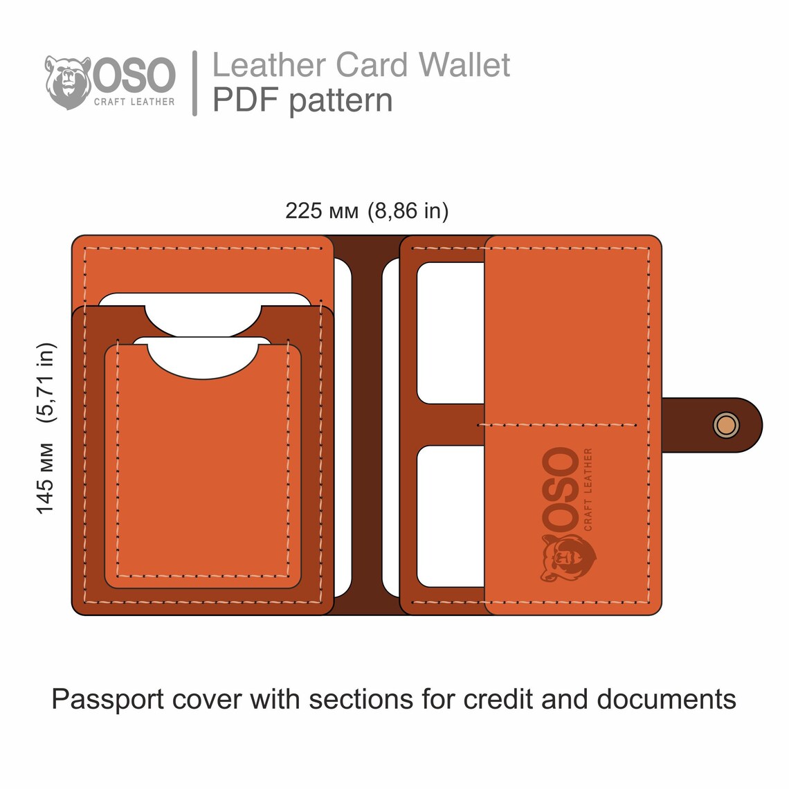 Leather Passport Cover Holder PDF pattern / template / PDF Etsy