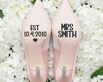 Custom Wedding Shoe Decals – Personalized Last Name & Date Vinyl Stickers