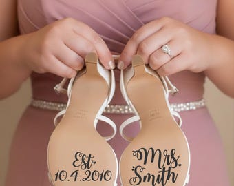 Custom Wedding Shoe Decals – Personalized "I Do" Last Name Vinyl