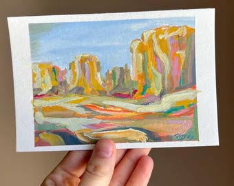 Hand-Painted Gouche Canyon Light Postcard