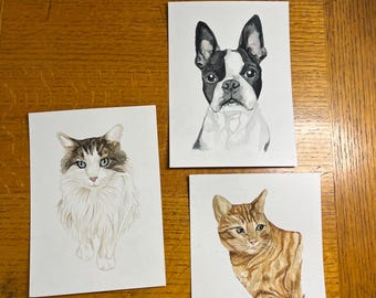 Custom Pet Portrait, handmade watercolor pet portraits, pet painting, dog portrait, cat portrait, pet memorial, pet art, custom artwork