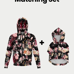 DOG/OWNER HOODIES | Floral Dog + Owner Hoodie Set, Matching Shirts For Dog And Owner, Matching Pet Owner, Pet Owner Matching Hoodie - Unisex