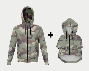 DOG/OWNER HOODIES | Camo Dog + Owner Hoodie Set, Matching Shirts For Dog And Owner, Matching Pet Owner, Pet Owner Matching Hoodie - Unisex