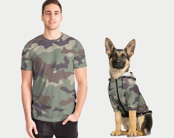 DOG MATCHING OWNER | Camo T-Shirt + Dog Hoodie Set, Matching Shirts For Dog And Owner, Matching Pet Owner, Pet Owner Matching Shirt - Unisex