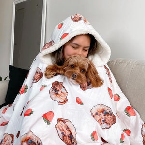 OVERSIZED HOODIE BLANKET The PetPoncho Comfy Wearable Blanket w/ Your Pet's Photo Pet Portrait, Dog Mom Gift Idea, Dog Mom Hoodie image 4