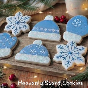 Winter Holiday Mittens Hats & Snowflakes Decorated Sugar Cookies