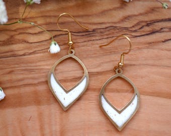 Moroccan Feather Earrings | Brass & Polymer Clay