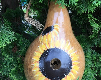 Hand Painted Gourd Birdhouse Big Sunflower