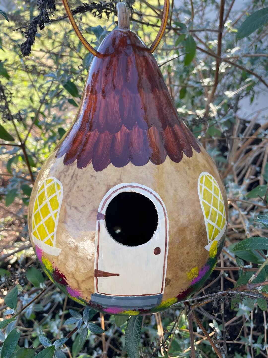 Hand Painted Gourd Birdhouses Spring Cottage Beautiful - Etsy