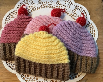Hand Crochet Cupcake Hats for Infants So Sweet!
