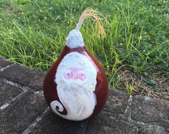 Christmas Gourd Santa Hand Painted One of a Kind