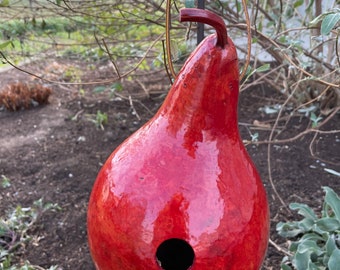 Gourd Wren Birdhouse Stained Handmade 1 1/8 hole size