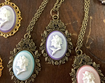 Mermaid Cameo Necklace in Vintage like setting Beautiful gift FREE SHIPPING RTS