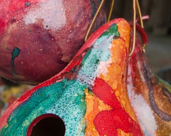 Handmade Gourd Birdhouse Tie Dye All Colors